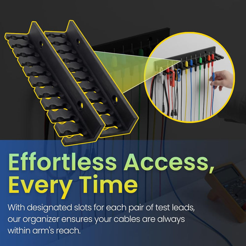 Wall Mount Test Leads Probe Pairs, Banana Cables Organizer for Tidy and Efficient Cable Hangers for Test Leads, Easy Access for Increased Productivity and Lead Management - 2 Pack