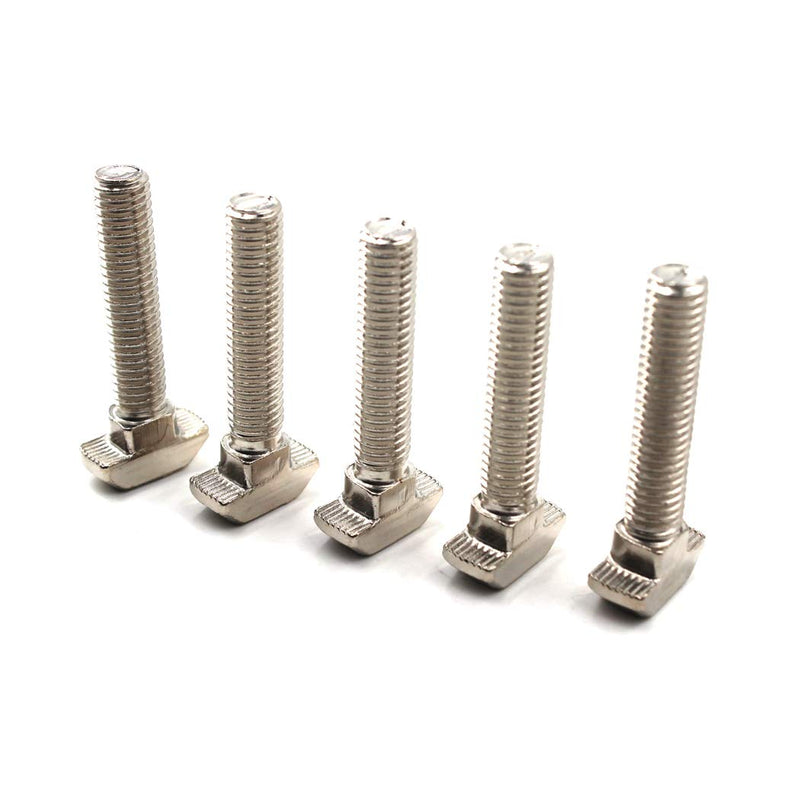 T Bolt Set Screw Bolt Fastener Tool for T-Slotted Aluminum Extrusion Nickel Plated Carbon Steel 45 Series M8X25mm 20PCS