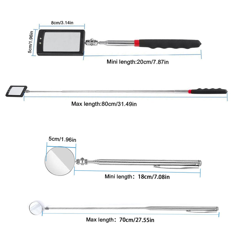 Telescoping Magnetic Pickup Tool Set,Telescopic Inspection Mirror,Flexible Bendable Spring Magnet Stick,LED Flashlight Pickup Rod, Cool Gadgets for Men