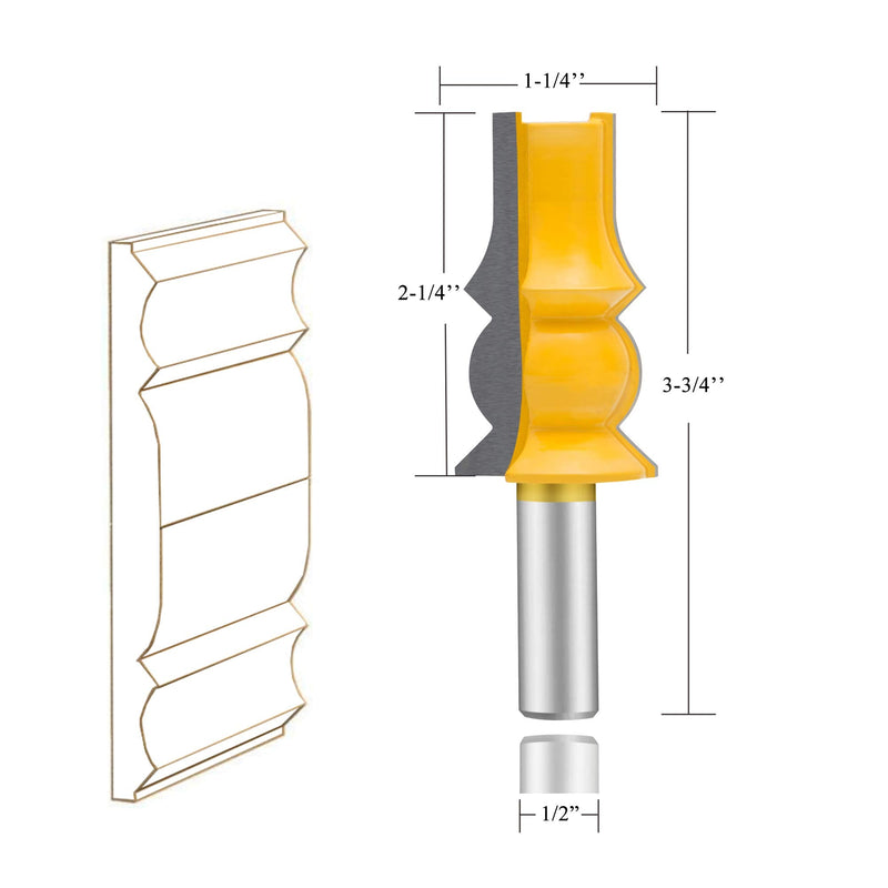 TAIWAIN 3PCS Router Bit Set 1/2 Inch Shank Woodworking Cutter, Router Bits Wood Bearing Milling Door Cabinet Shelf Drawer Cutter Router Bits Sets, Round Edge Cutting Ball Blade Radius (KP1-B) KP1-B