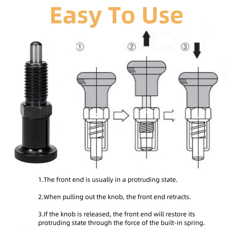 Spring Knob Plunger Retractable Spring Plunger Pull Knob Plunger Ball Spring Loaded Plunger Spring Plunger Pin Non Lock Out Indexing Plunger Short Spring Plungers Pull Knob Spring Pin Spherical (M12) M12