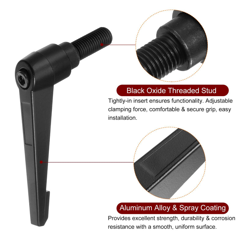 HARFINGTON 2pcs Adjustable Clamping Lever Handles M16 x 40mm Male Thread Bolt Knobs Rotating Screw Locking Quick Release Ratchet Push Button Handle, Black