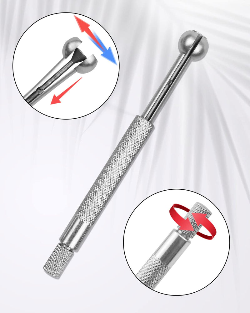 4 PCS Small Hole Gauge Set Ball Type, Full Round Telescoping Gauge Set with 32 Blades Steel Feeler Gauge for Measuring Gap Width or Thickness, 1/8"-1/2" Range