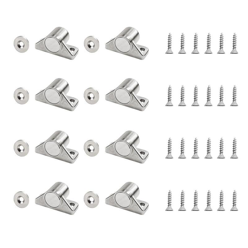 8 Pack Magnetic Door Catch, Neodymium Magnetic Cabinet Door Catch - Silver 8
