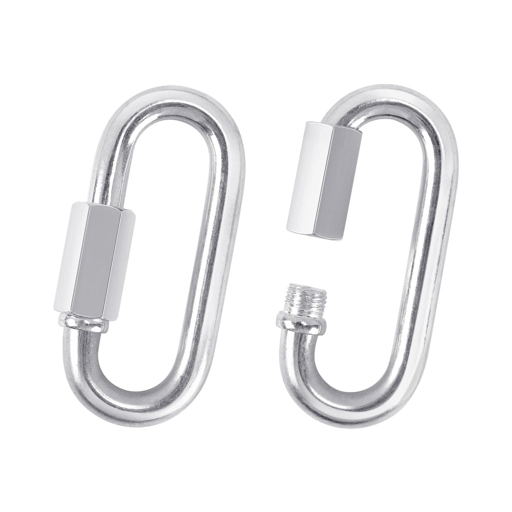 2 Pack Chain Quick Links Duty Chain Link Connector Locking Carabiner Galvanized Screw Carabiner, Chain Hooks for Outdoor Traveling Equipment, Connecting Hammock (M10-3.5 Inch / 9 cm)