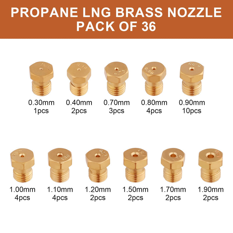 36pcs Range Stove Oven Orifice Conversion Kit, Brass Propane Jet Burner Nozzle Replacements Gas Stove Propane Conversion Kit