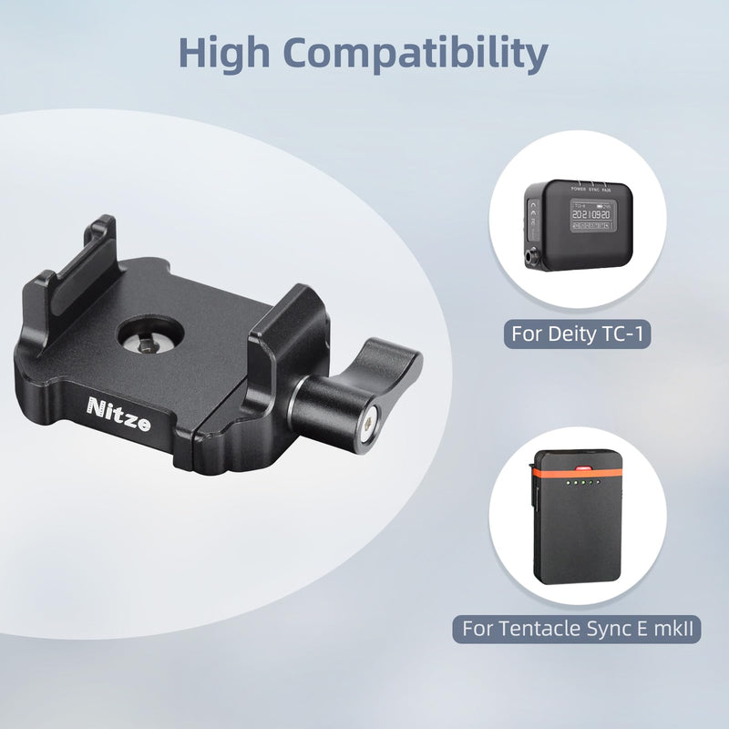 Nitze Timecode Holder for Deity TC-1 / Tentacle Sync E MKII - N42-A1 | Aluminum Alloy Material, Built-in Rubber Pads, Adjustable Clamping Width