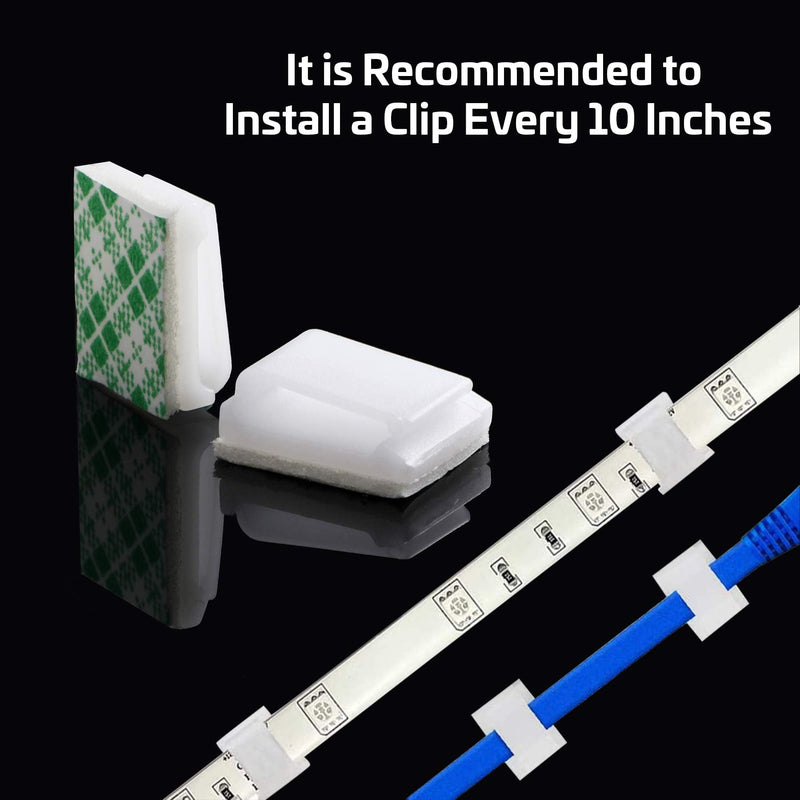 80 PCS Light Strip Mounting Clips White Self Adhesive Led Light Fasteners Mounting Holder Cable Clamp Organizer for 10mm Light Strip (10 mm) 10 mm