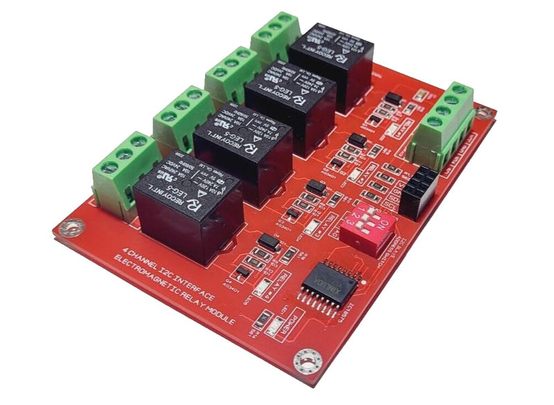 4 Channel I2C Relay Electromagnetic 3.3V 5.0V Compatible with Arduino Raspberry PI MCU DIN Rail Compatible Home Automation & DIY Projects. with Built in LED Indicators