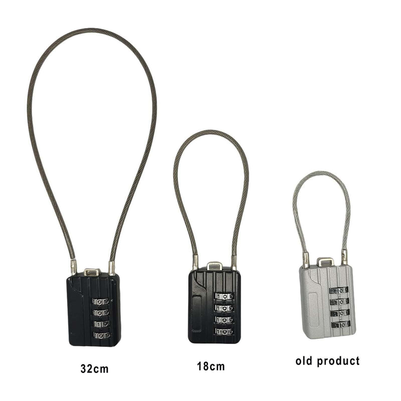 SEPOX® Compact Design Twins Resettable 4-Digit Combination Padlock, Extra Long Cable – Personalized Password, Durable Vinyl Steel Cable, Multipurpose Lock for Suitcase, Gym Lockers, Toolbox – Black 2pcs