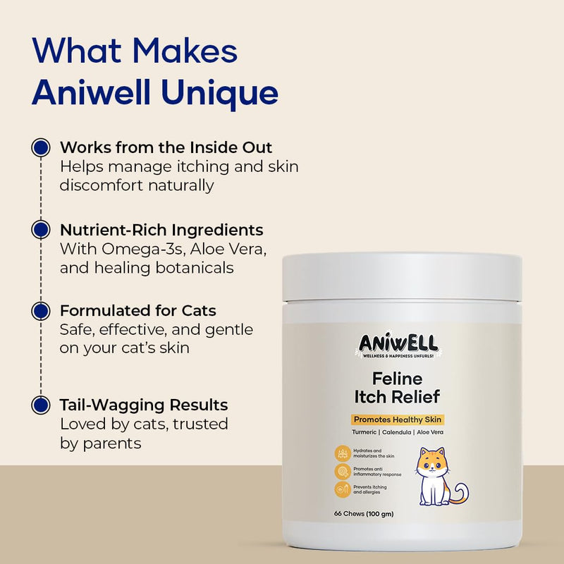 Feline Itch Relief Cat Allergy Relief & Itchy Skin Supplement for Cats | Omega-3s & Calendula | Cat Vitamin | Seasonal Allergy Relief | Soft Cat Chews | for Kittens & Adult Cats 1