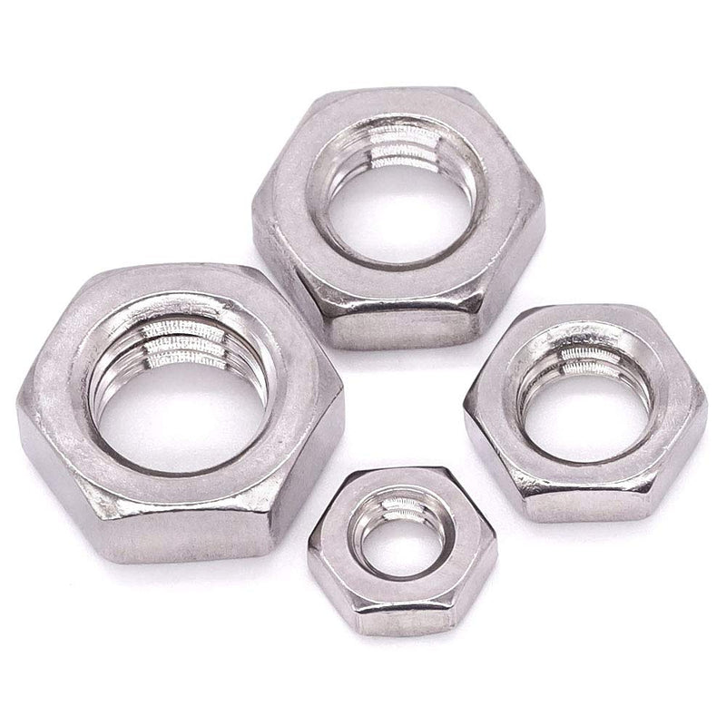 1/4-20 UNC Stainless Steel Thin Hex Nuts Hexagon Jam Nuts, 304 Stainless Steel 18-8, Full Thread, Coarse Thread, 50 PCS 1/4"-20