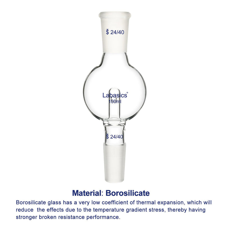 Labasics Borosilicate Glass Rotary Evaporator Bump Trap with 24/40 Standard Outer Upper Joint and Taper Inner Lower Joint, 100 ml