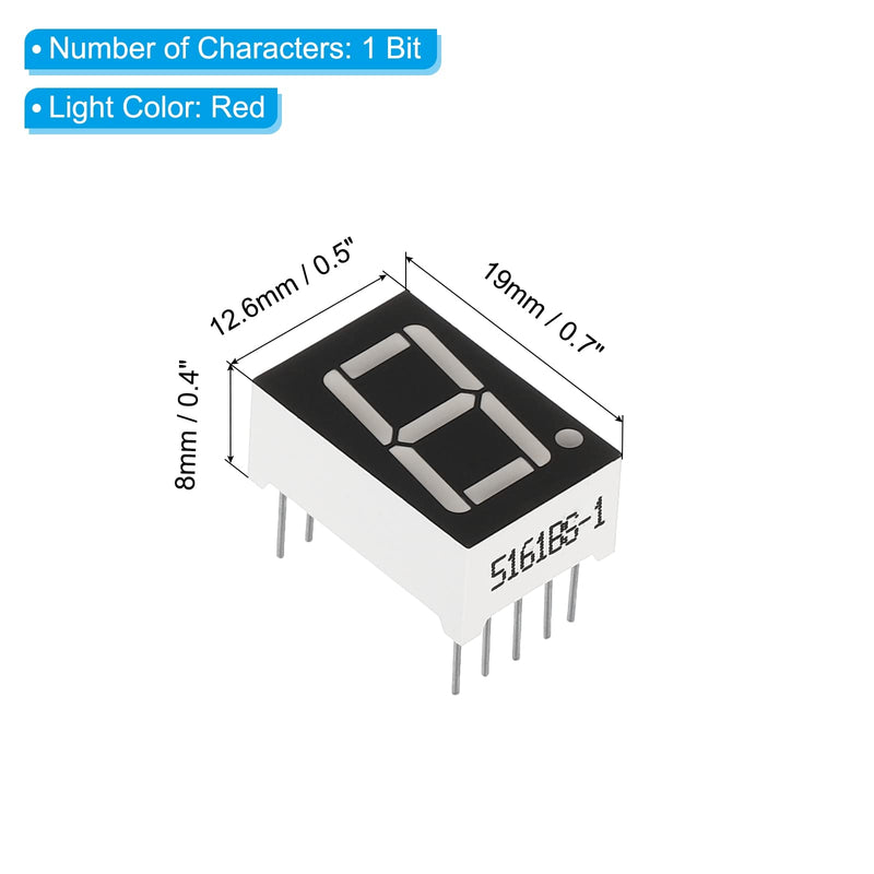 PATIKIL LED Display Digital Tube, 20 Pack Common Anode 7 Segment 10 Pin 1 Bit 2.1V 0.56" Digit Height LED Display Module for Electronic Driver Board, Red