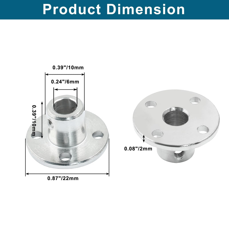 Luomorgo 4 Pcs 6mm/1/4 inch Metal Flange Shaft Coupling Rigid Flange Coupling Motors Guide Shaft Axis Bearing