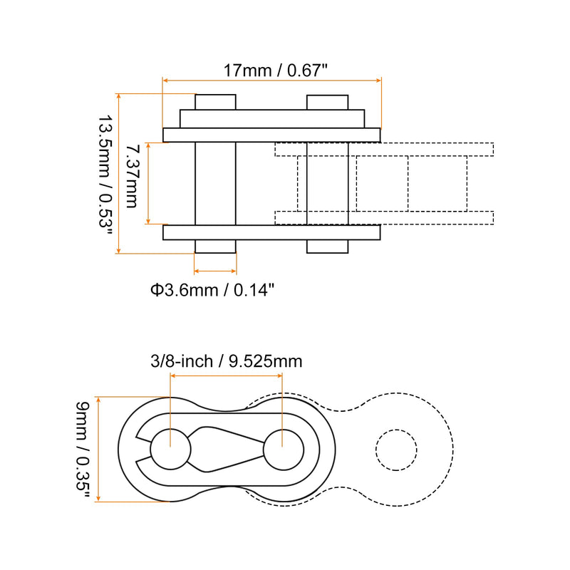 uxcell 10Pcs #35 Chain Master Connector Link Roller 3/8" Pitch Stainless Steel Standard Connecting Split Links for 06C Chain
