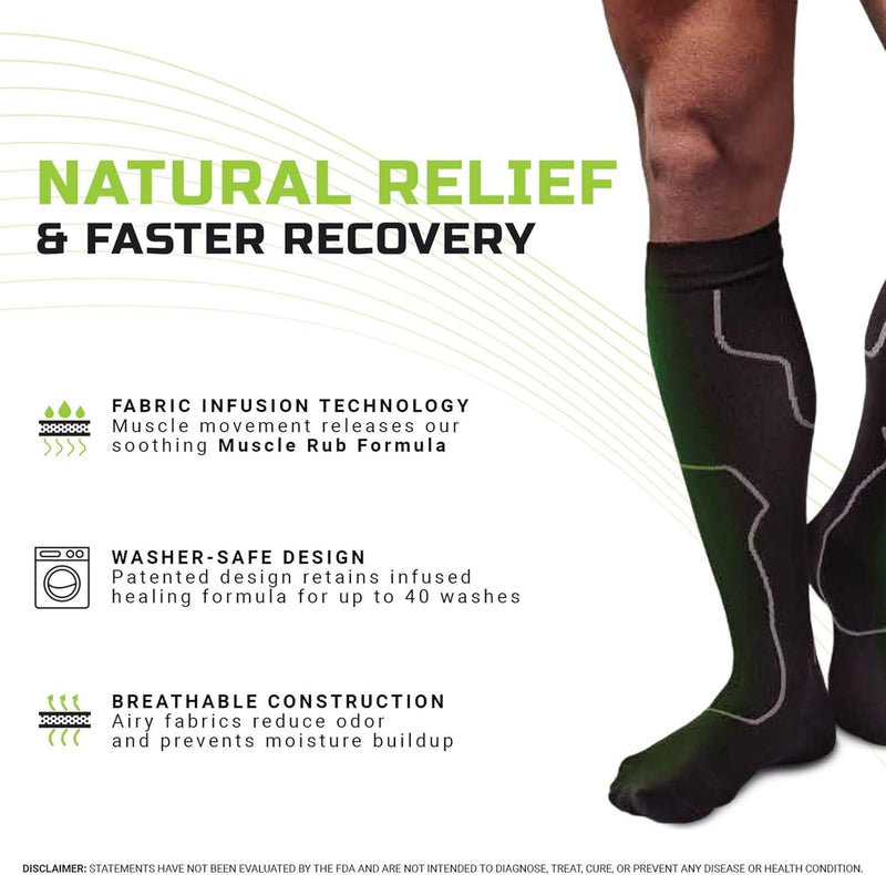 Professional Compression Socks for Men & Women - Patented Medical Grade Natural Relief Herb-Infused Support, Large / X-Large, 2pair Large / X-Large (2 Pack)