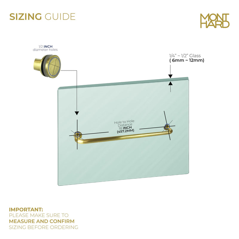18-Inch Satin Brass Shower Door Towel Bar, Curved Tubular