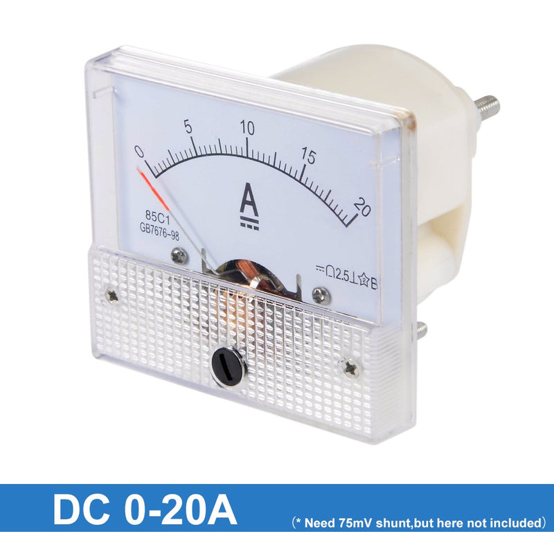 uxcell Analog Current Panel Meter with Pulse DC 0-20A 85C1 64x60x56mm for Circuit Testing Gauge