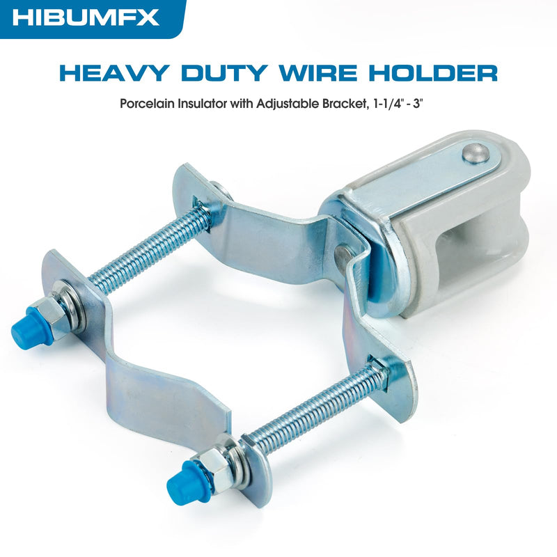 Heavy Duty Wire Holder, Porcelain Insulator with Adjustable Bracket, 1-1/4" - 3" (1)