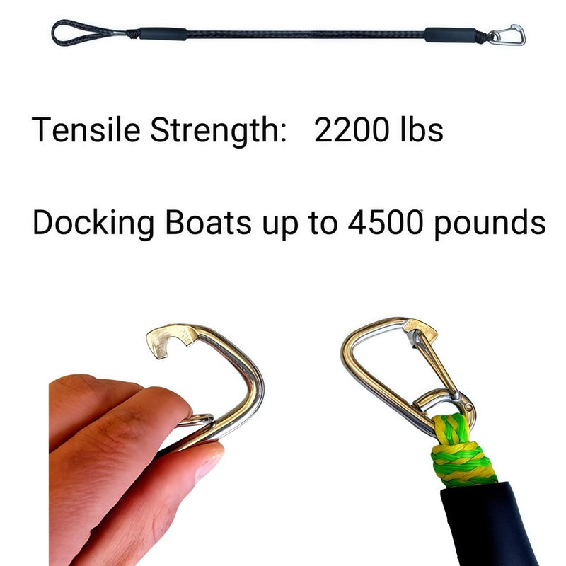 4 Feet Bungee Dock Line for Boats,Built-in Snubber,Dock Lines with Stainless Steel Clip,Boat Accessories Suitable for Kayak,Jet Ski,Pontoon, Canoe, Power Boat(Black Green/2 Pack) Black Green