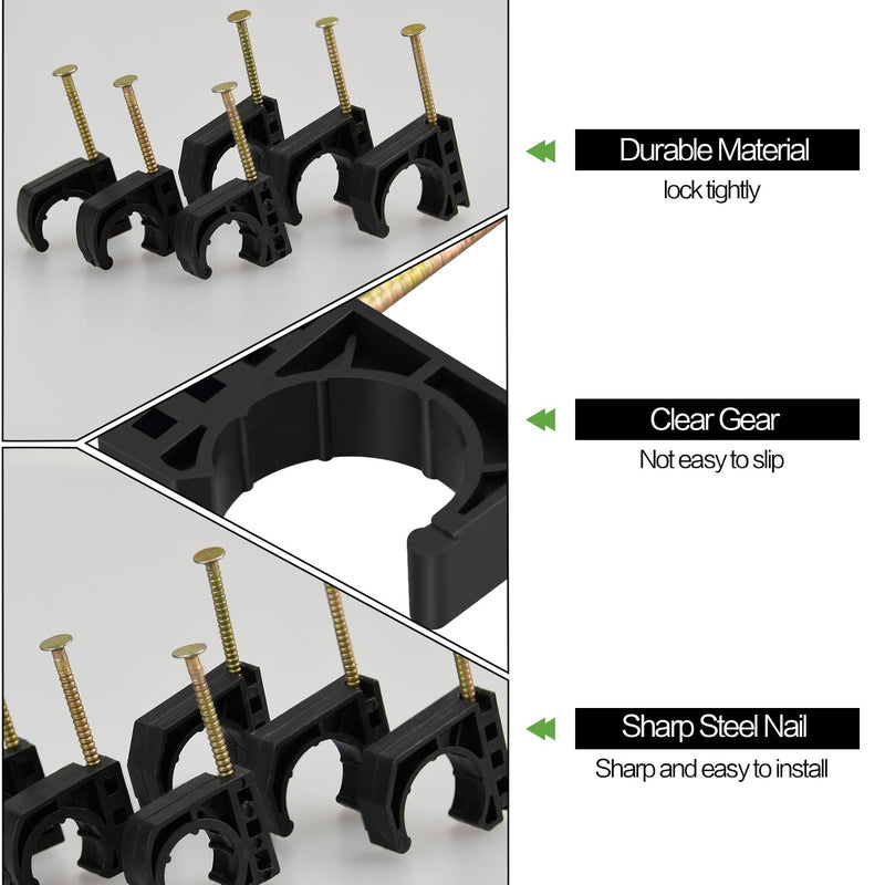 50/100/200 Pack 1/2" Half Clamps J-Hook with Nails Set, J Clamps for PEX, Copper, CPVC Tubing Connections (1/2", 50pcs) 50pcs J-hooks 1/2 Inch
