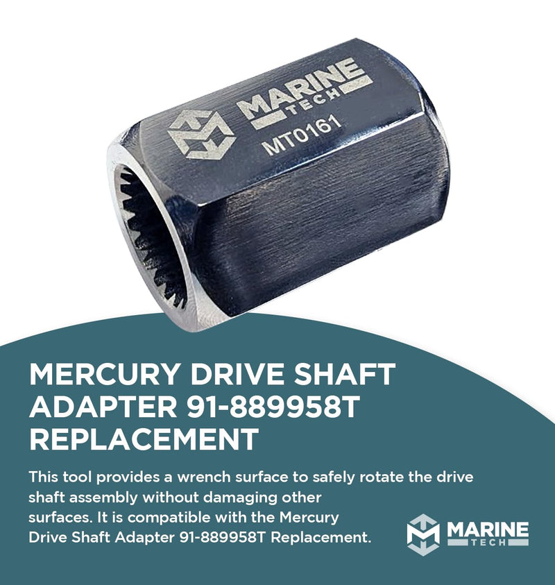 Marine Tech Tools Mercury Drive Shaft Adapter 91-889958T Replacement, Driveshaft Holder, Fits All Mercury 22mm, Splined Shafts, Mercury Outboard Tools