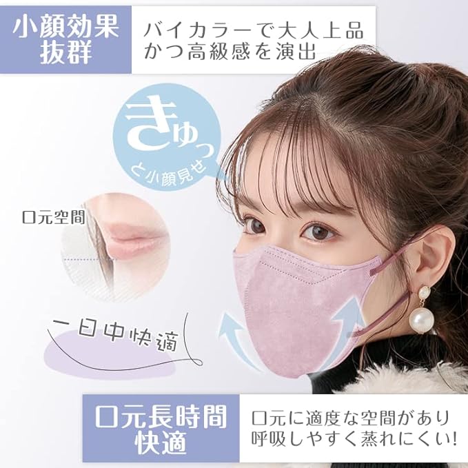 kaitou Mask, Nonwoven Fabric, Pleated Color Mask, Bicolor, Adult Size, Disposable, Soft Mask, Disposable, 99% Cut, 30 Pieces - NewNest Australia