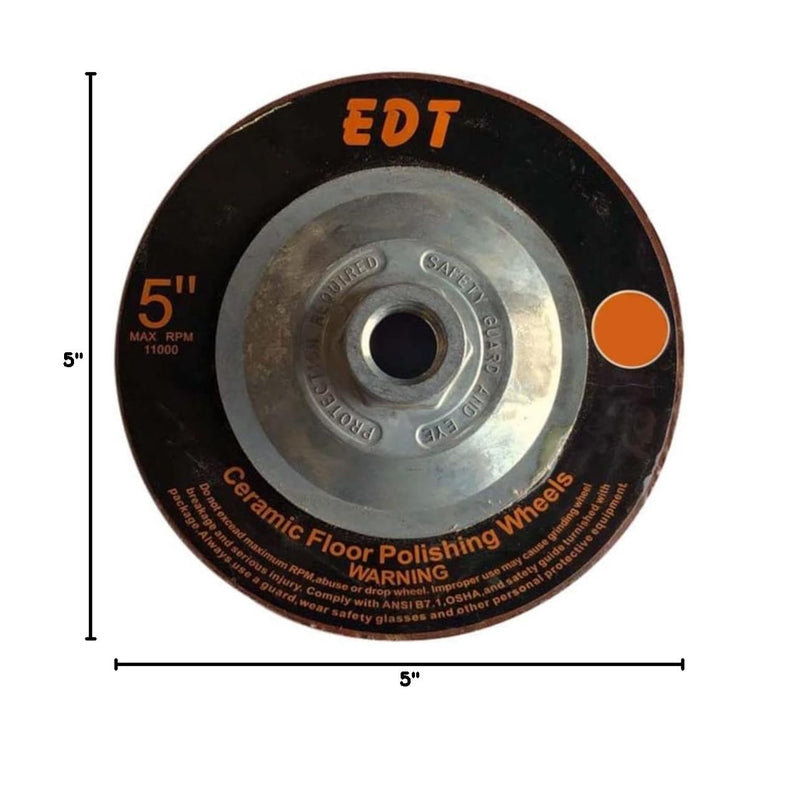 5" Transitional Ceramic Grinding Wheels for Concrete Polishing, #100 Grit, 5/8"-11 Arbor 5" Diameter