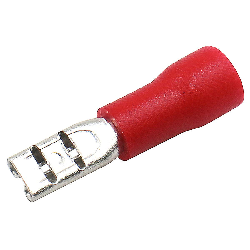 Baomain 0.11" Red Female/Male Insulated Spade Wire Connector Electrical Crimp Terminal 22-16 AWG 2.8 x 0.5mm Pack of 100