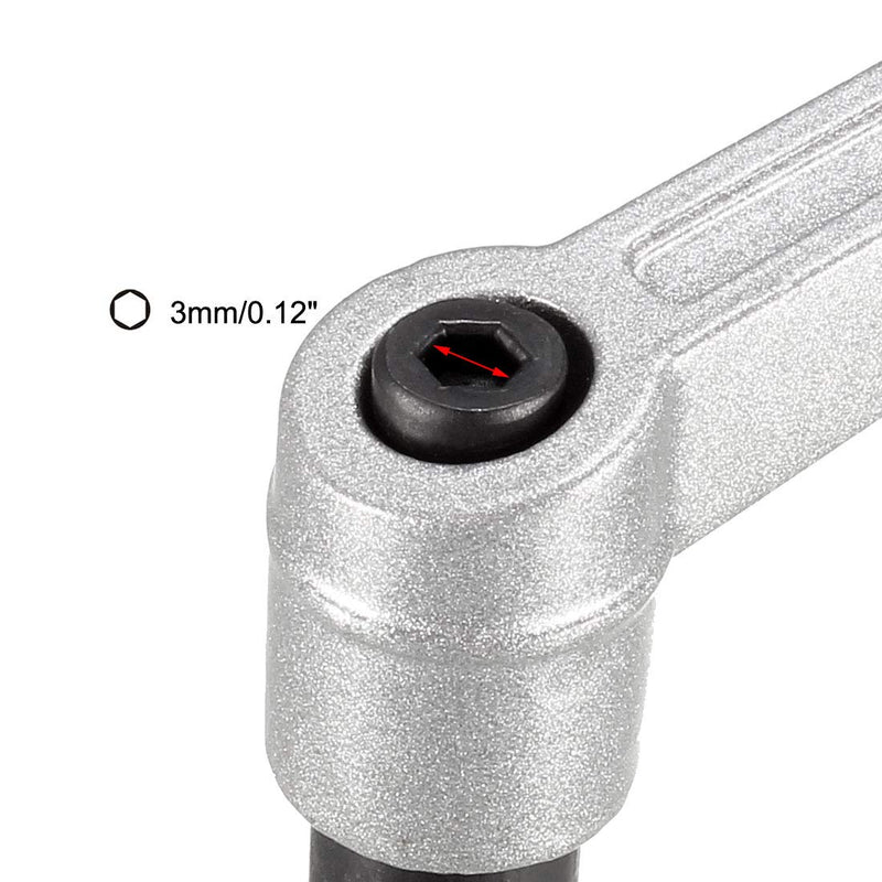 uxcell M6 x 40mm Handle Adjustable Clamping Lever Thread Push Button Ratchet Male Threaded Stud Knobs Quick Release Screw Handles Bolts with Locking Lever Silver Tone 3pcs