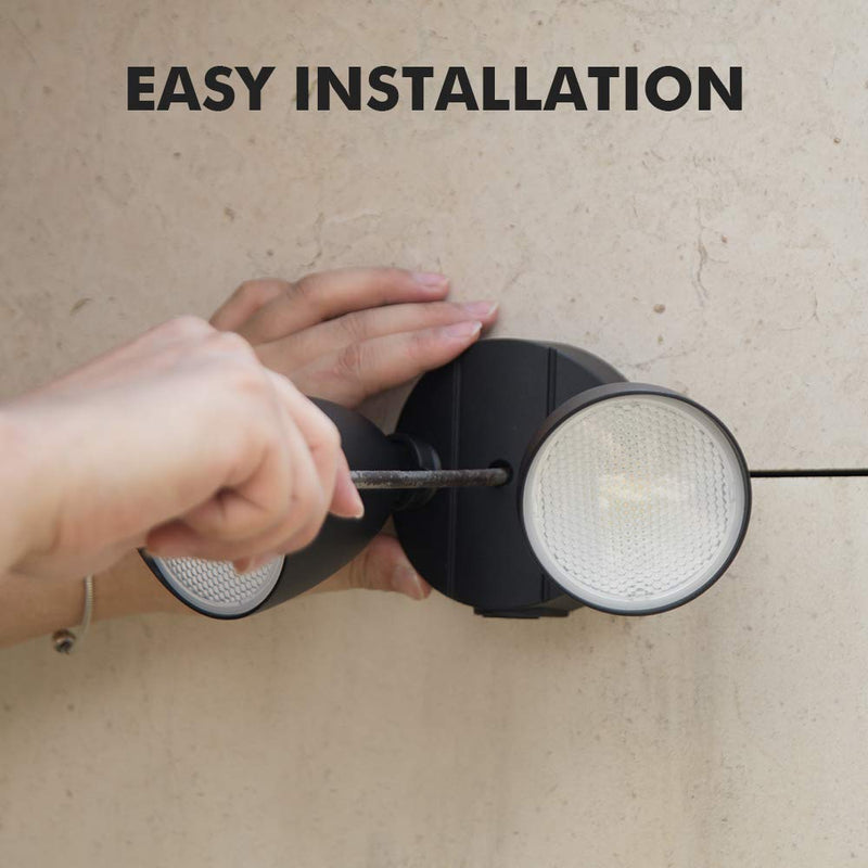 LUTEC 6222B 2500 Lumen 32 Watt 28 LED Dual-Head Floodlight Outdoor, Full Metal Design, Waterproof Exterior Security Wall Light 5000K for Patio, Garden, Yard-Black Black