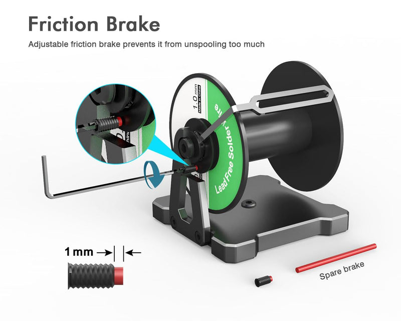 ElecGear Reel Stand, Dispenser for Solder Wire Spool, Electric Magnet Wire Roll and other String Cord Chain Rolls, Aluminum Desktop and Wall Mount Holder Bracket for PCB Soldering Craft Work