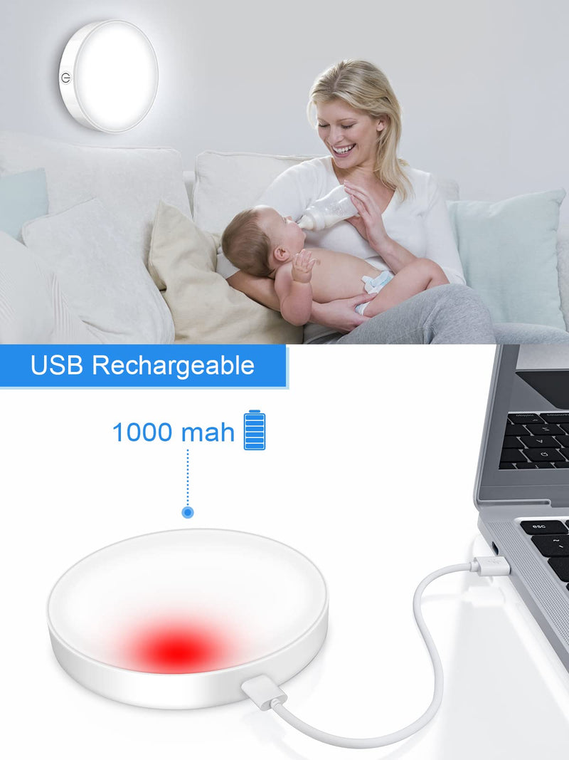 WILLED Dimmable Touch Light Buit-in 1000mAh Large Battery Rechargeable LED Tap Lights | Magnet Stick on Closet Portable Puck Night for Cabinet, Wardrobe, Counter, Kitchen, Bedroom White Pure White 6000K