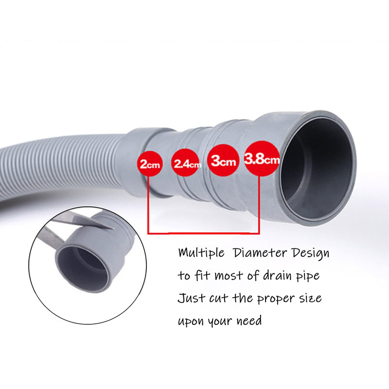 HLMOptimo 6 Feet Universal Washing Machine Drain Hose Flexible Dishwasher Drain Hose Extension Kits Corrugated Washer Hose w/ 1 Adapter 4 Hose Clamps 1 U-Bend Hose Holder