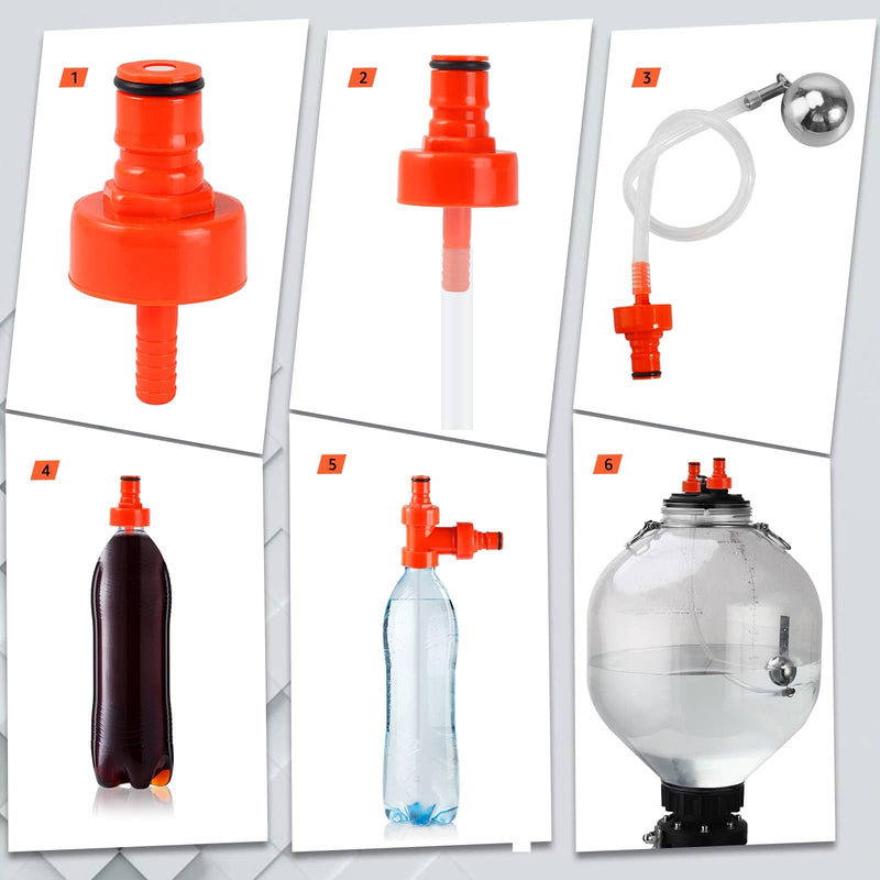 FERRODAY 3 Pack Carbonation Cap Forced Carbonation with PET Bottle 5/16 Barb CO2 Coupling to Carbonate Soda Beer Water PET Bottle Filling Carbonation Cap with No Fall Off Flat Gasket & Thick O-ring 3 count in 1 package