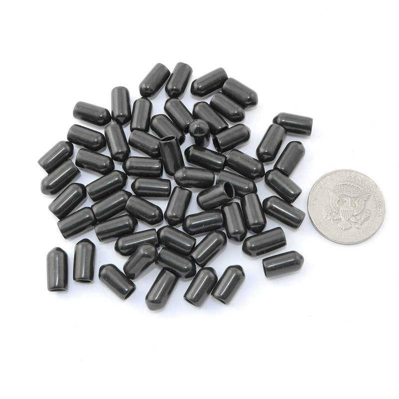 60pcs 1/4" Rubber Cap Protective Cover Rubber Plug Soft PVC Thread Protection Cap Plastic Rubber Dust Cover Black Fits 1/4 Inch Screws and Bolts