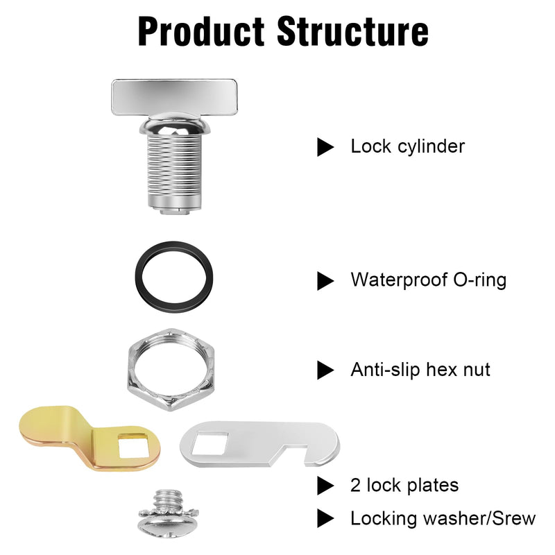 Cam Lock Thumb Operated Cabinet Locks, 7/8" Cylinder Fits on 9/16'' Max Panel Thickness Non-Locking Compartment Lock for RV Storage, Camper, Vehicles, Files Drawers (7/8 Inch 6Pcs) 7/8 Inch 6Pcs