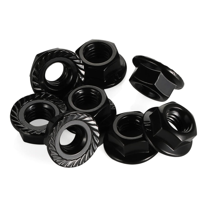 M3 Serrated Flange Nuts Flanged Locknuts, Stainless Steel 18-8 (304), Black Oxide, 100 PCS M3