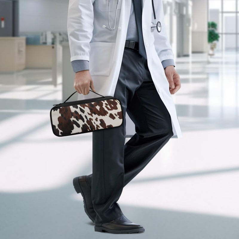 Brown Cow Stethoscope Case Lightweight Protective Stethoscope Casewith Mesh Pockets Shockproof Hard Organizer Storage Bag Medical Assistant Accessories Brown Cow