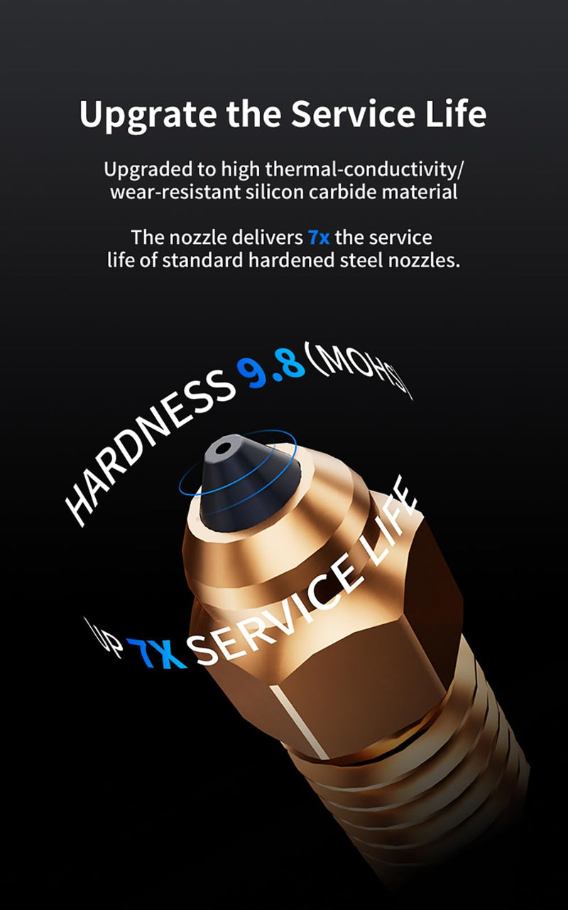 Creality x Phaetus Silicon Carbide Nozzle, Upgraded Nozzle for K2/K2 Pro/K2 Plus/Creality Hi 3D Printers, High Flow Printing, Strong Wear Resistance, 0.6mm, 1 Piece Silicon Carbide Nozzle 0.6mm
