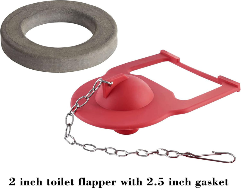Toilet Flapper Replacement with Toilet Flush Valve Seal Gasket Compatible with Kohler Parts 84995 and 1000490 Flapper Replacement and Kohler GP83996 Gasket, 2.5 Inch ID - 2.56", OD - 3.4" Flush Valve Seal Gasket