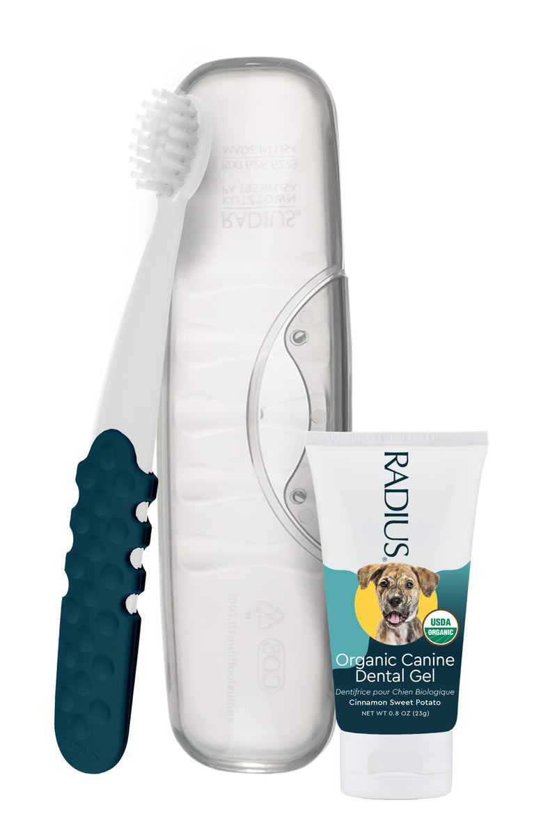 RADIUS USDA Organic Dental Solutions Adult Kit 2 Units, Includes 1 Dog Toothbrush & 1 0.8oz Toothpaste, Firm Bristle & Non Toxic Toothpaste for Dogs, Designed to Clean Teeth, Xylitol Free Adult - Pack of 2