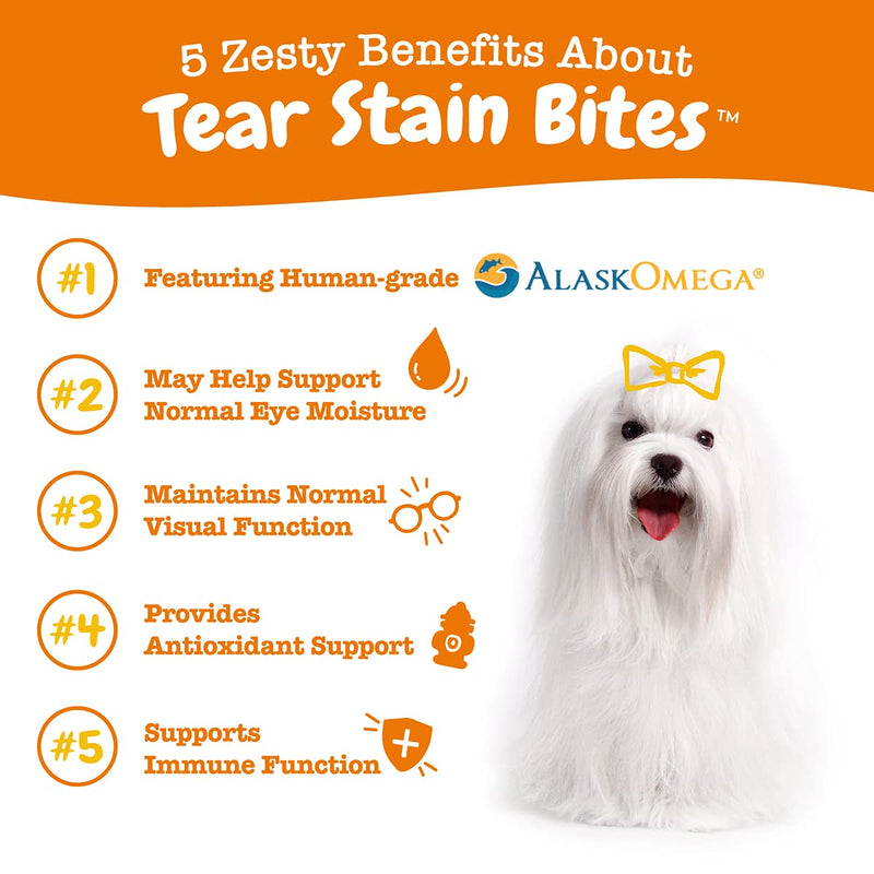 Zesty Paws Tear Stain Support Soft Chews for Dogs - for Eye Moisture + Vision & Immune Support - Functional Supplements with Fish Oil, Lutein, Cranberry & Vitamin C - Chicken Flavor 90 Count - PawsPlanet Australia