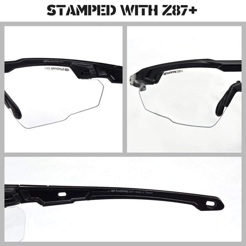 HTS HUNTERSKY Ballistic Tactical Shooting Glasses ANSI Z87+ UV400 Protective Eyewear S57 Black / 3 Colors (Lens / With Headband)