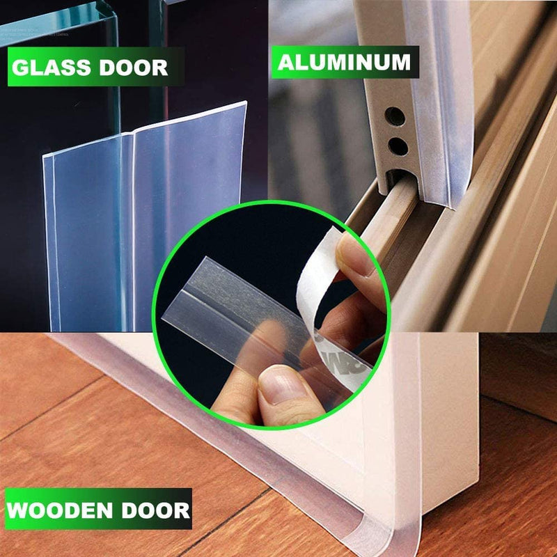 Updated Winter Weather Stripping Door Seal, Door Draft Stopper Silicone Seal Strip for House and Glass Shower Doors for Door & Windows Gaps of Collision and Side, Window Insulation for Winter 1.4 in Transparent