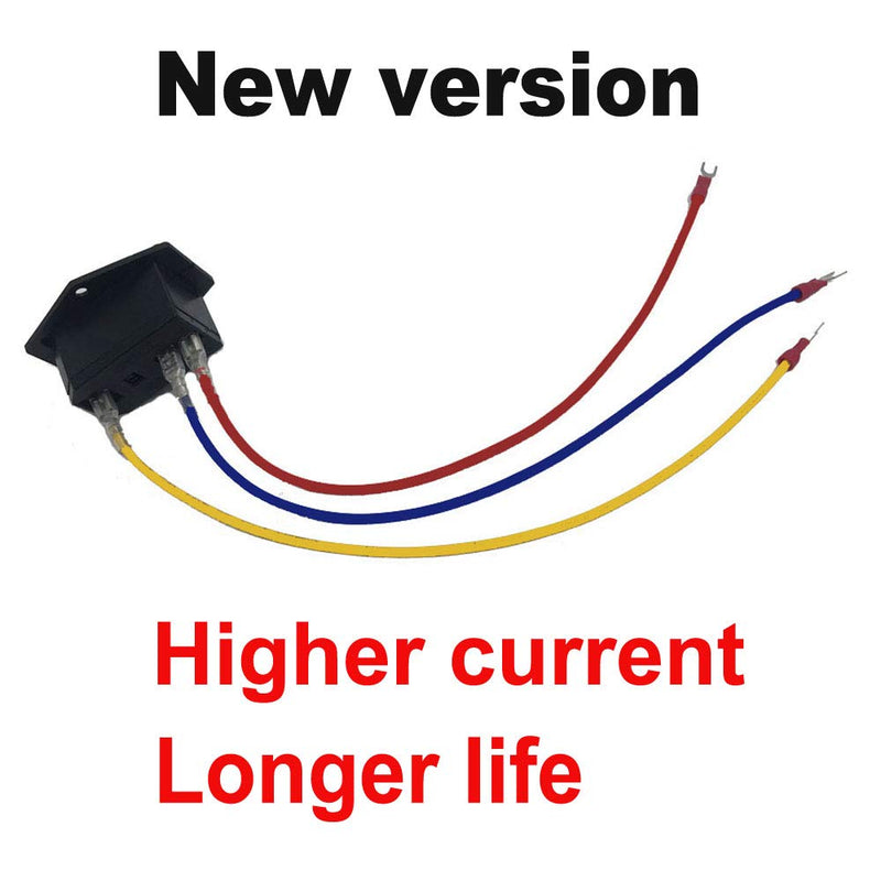 15A 250V Rocker Switch On/Off Power Socket Inlet Module Plug 10A Fuse Switch with 18 AWG Wiring 3 Pin - 2pcs