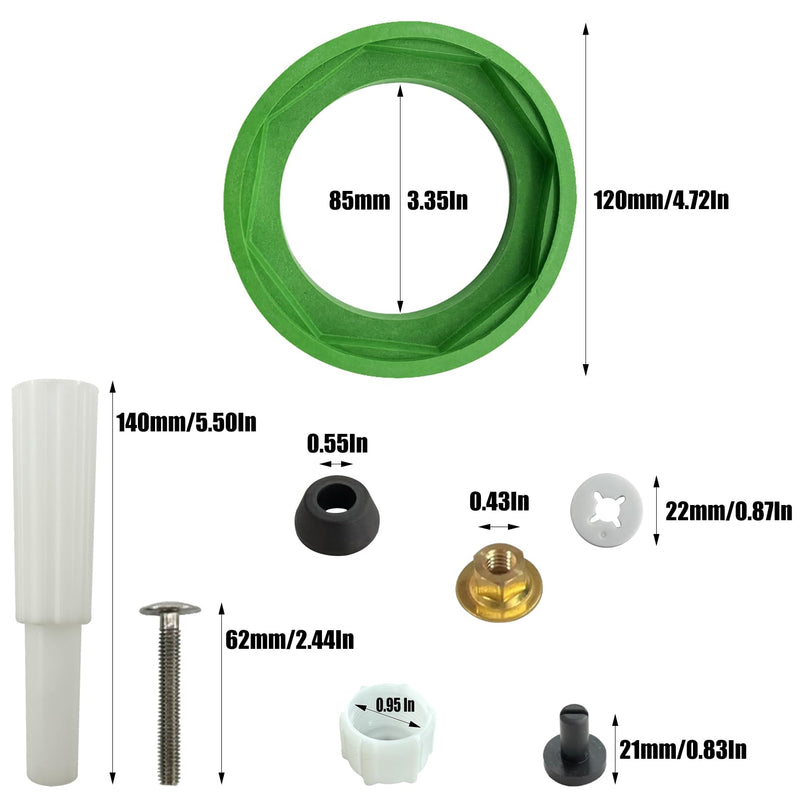 AS738756-0070A 3 Inch Toilet Tank to Bowl Coupling Kit Replacement for Most 4 Toilet Parts 3'' Flush Valve Opening Tanks (Green)
