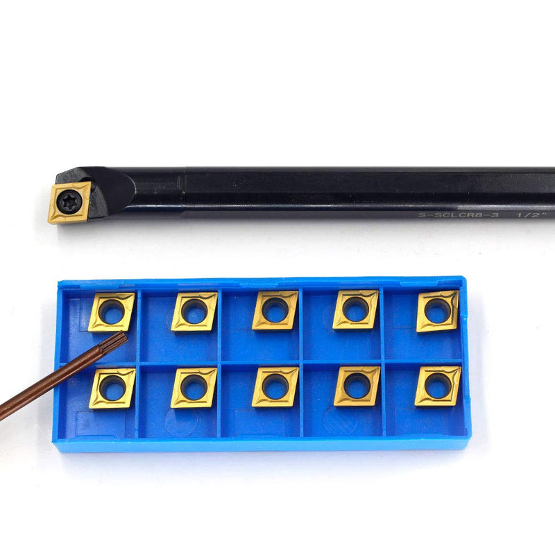 OSCARBIDE 1/2'' x 7''Indexable Boring Bar with 10 Pieces Carbide Insert CCMT09T304(CCMT32.5) Right-Hand Sclcr Boring Bar