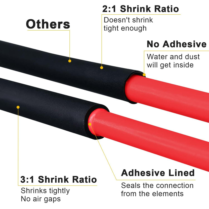 TKDMR 65 Ft 3/8" Heat Shrink Tubing - 3:1 Ratio Marine Grade Heat Shrink,Wire Cable Adhesive Lined Tube Insulation Seal Against Moisture Corrosion and Air Leakage.Black 9.5mm (3/8") - 65Ft Black